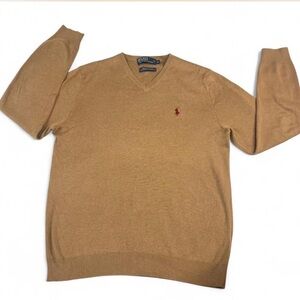 Polo by Ralph Lauren Men's Camel V-Neck Sweater